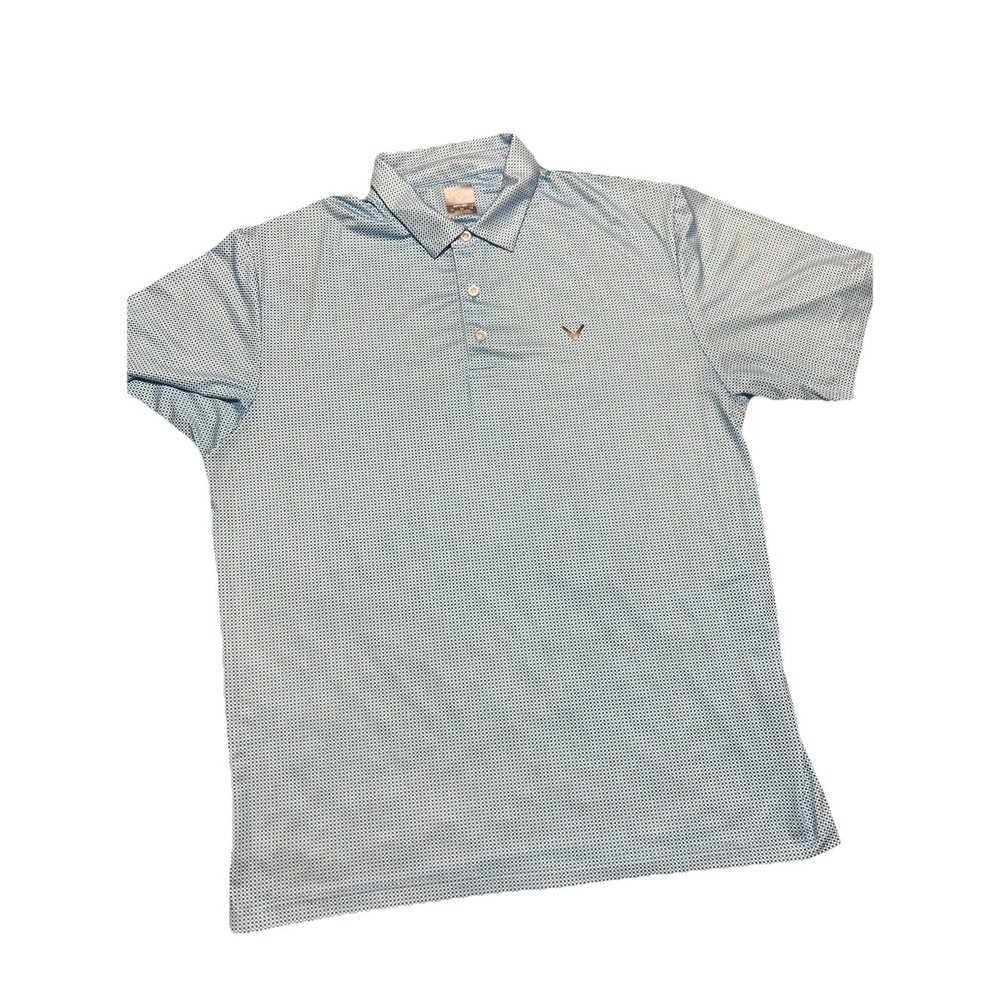 Callaway Opti-Dri Polo Shirt Mens XL Blue Check Golf Performance Short Sleeve
